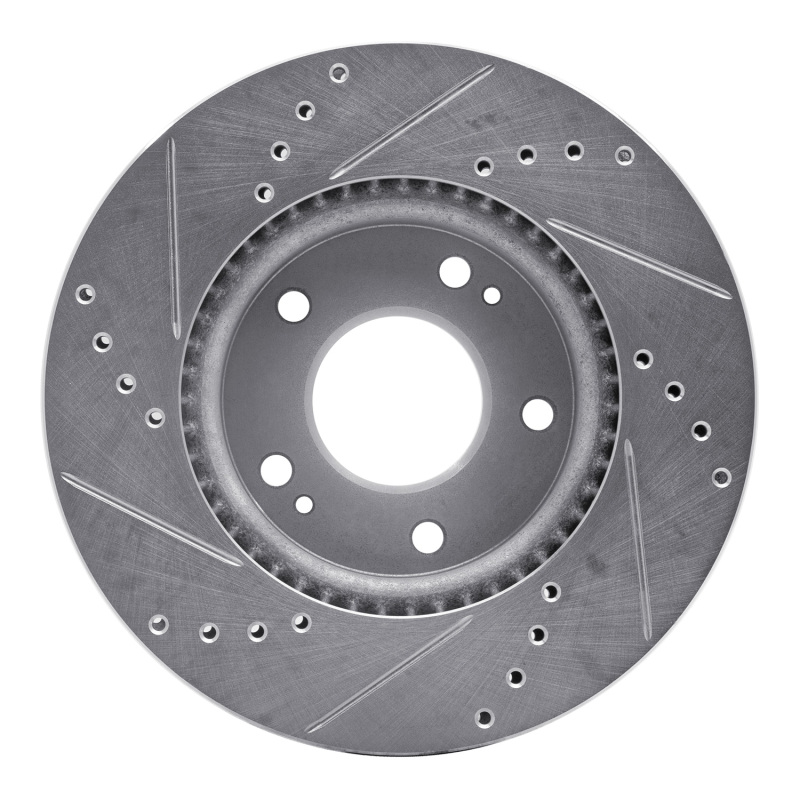 Hyundai Ioniq Brake Rotor (1) - Front Right - R1 Concepts - Drilled & Slotted - Silver - `17-`22